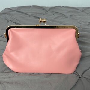 Classic Pink Frame Clutch with Gold Hardware